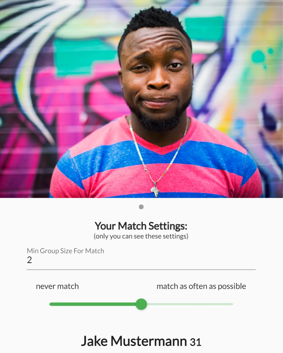 screenshot of the match settings page